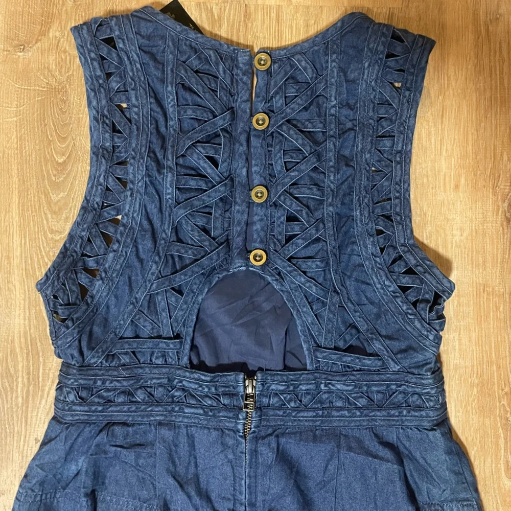 Free People New Romantics Highland Lattice Denim Dress - Picture 8 of 10